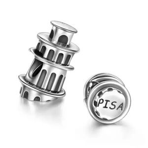 Tower Italy Charm, fits Pandora Charm Bracelet, S925 Silver, Italy Jewelry